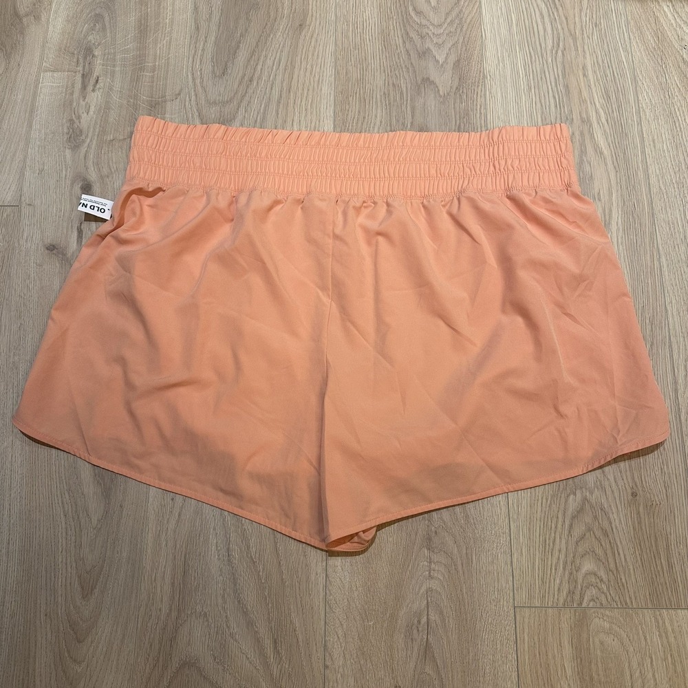 Old Navy Women's Extra High-Waisted Crinkle Run Shorts 3" inseam Size XXL Orange
